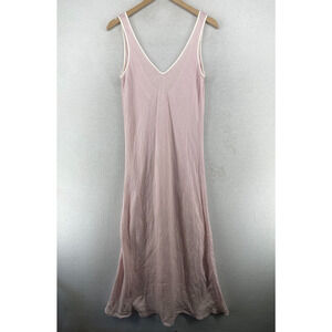 CHRISTINE VANCOUVER Nightgown M 100% Linen Bias Cut Sleeveless Long Maxi Pink